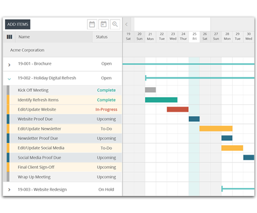 FunctionFox Project Schedule and Gantt Chart