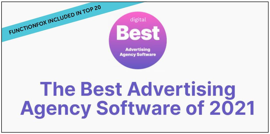 FunctionFox banner image announcing inclusion in the list of best Adverting Agency Software