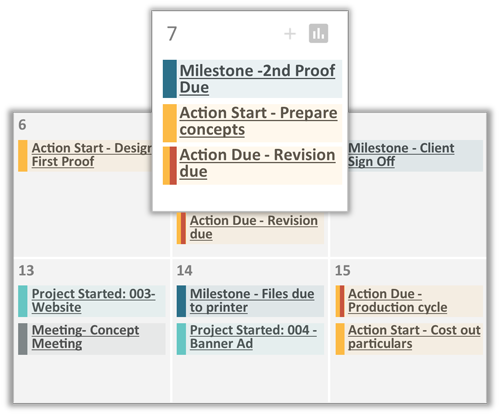 Customizable project schedule calendar view