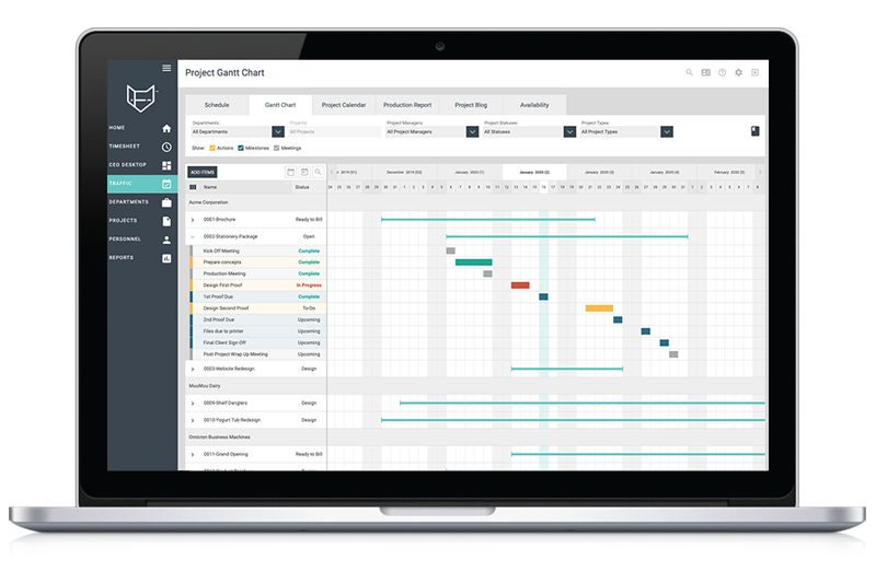 FunctionFox pproject management online with gantt charts